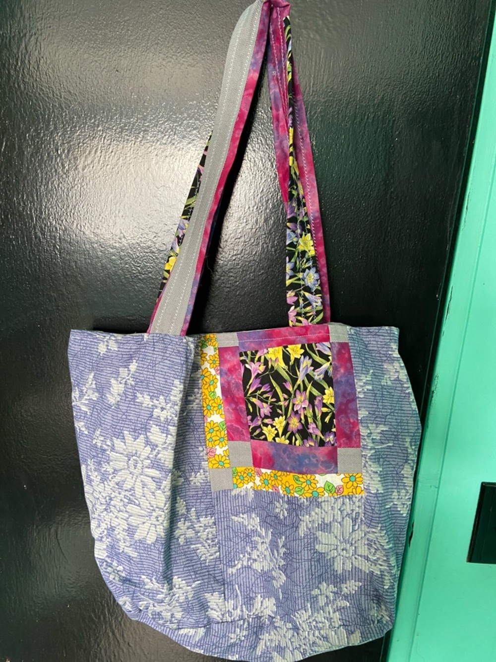 Handmade Floral Patchwork Tote Bag in Purple